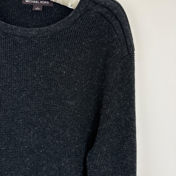 Michael Kors Mens Sweater Wool Blend Crewneck Pullover Large Long Sleeve Black - Picture 4 of 7